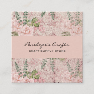 Shabby Pink Floral Square Business Card