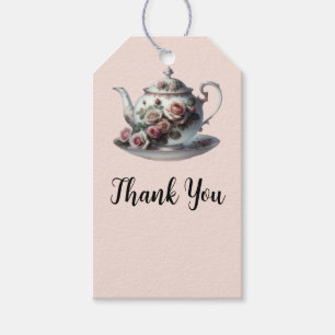 Shabby Pink Rose Vines Floral Bridal Tea Shower  Gift Tags