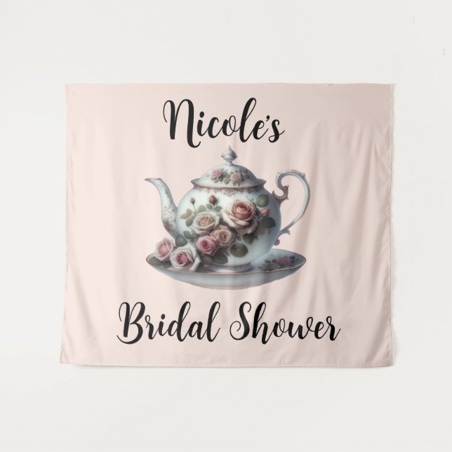 Shabby Pink Rose Vines Floral Bridal Tea Shower  Tapestry (Front (Horizontal))