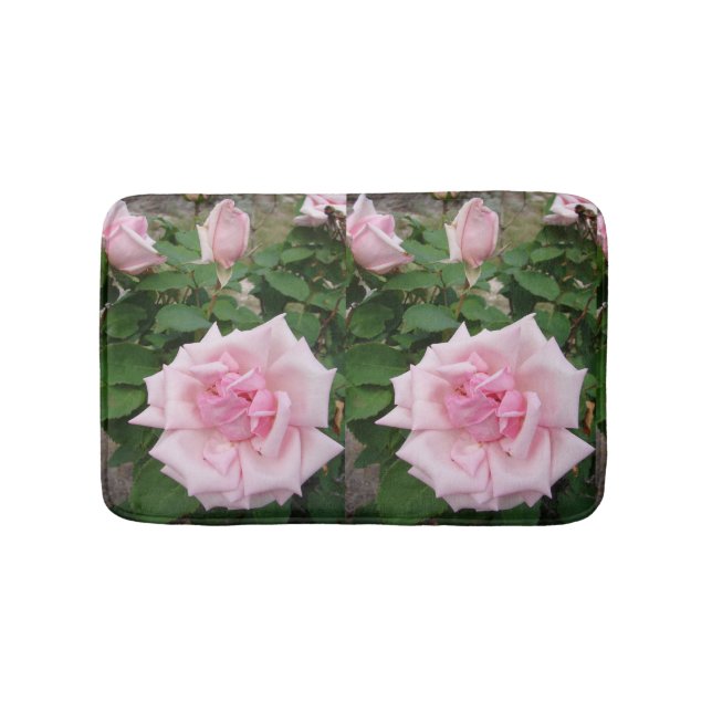 Shabby Pink Roses rose floral flowers Bath Mat (Front)