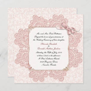 Shabby Pink Victorian Style Wedding Invitation