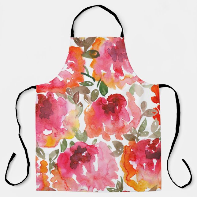 Shabby red roses, seamless pattern. apron (Front)