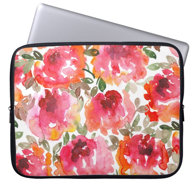 Shabby red roses, seamless pattern. laptop sleeve (Front)