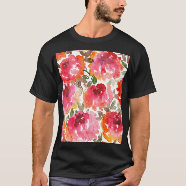 Shabby red roses, seamless pattern. T-Shirt (Front)