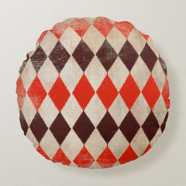 shabby rhombuses background round cushion (Front)
