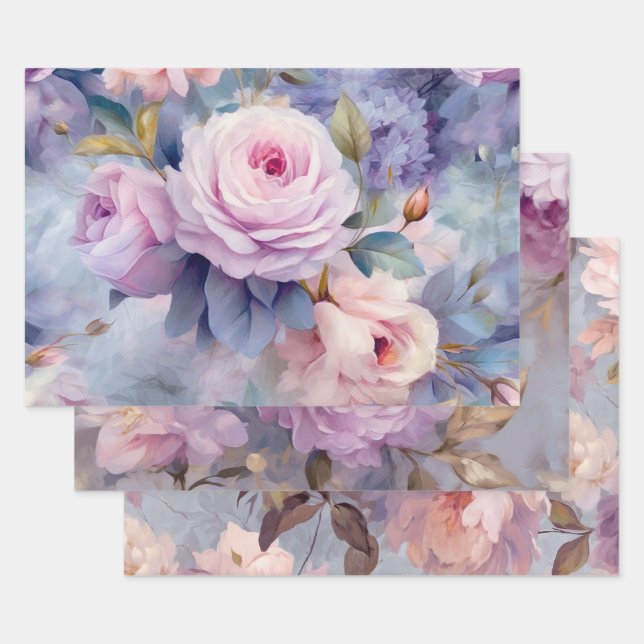 SHABBY ROMANTIC PASTEL ROSES DECORATIVE PAPER (Set)