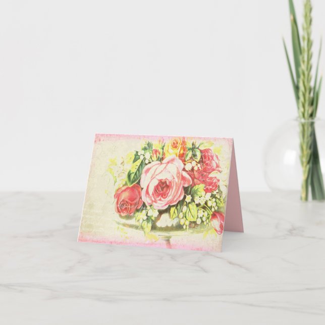 Shabby Rose Collage Art Card (Front)