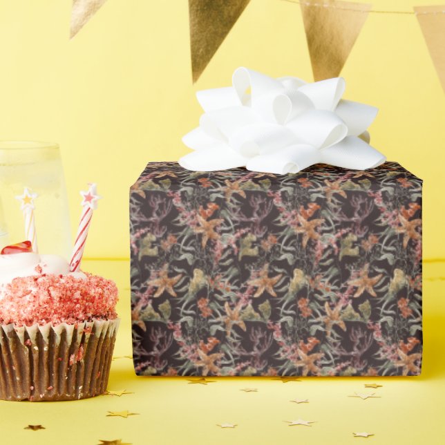 Shabby Sea Life Pattern Wrapping Paper (Birthday Party)