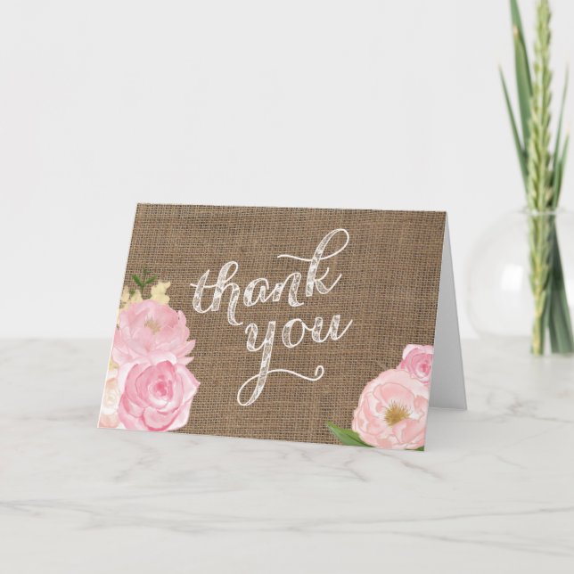 shabby-style rustic chic bridal shower thank you card (Front)