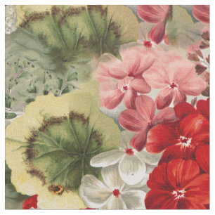 Shabby vintage ivory pink red floral collage fabric