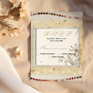Shabby vintage pastel floral lace RSVP Invitation