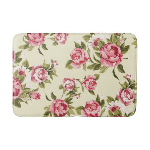 Shabby Vintage Style Pastel Yellow, Blue or Pink Bath Mat