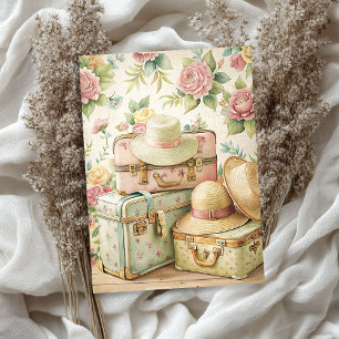 Shabby Watercolor vintage summer hats suitcases Tissue Paper