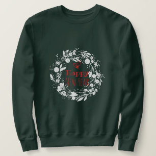Shabby Winter Wreath Happy New Year Holiday Sweatshirt