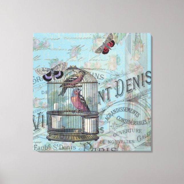 Shabbychic Paris collage rose Canvas Print (Front)