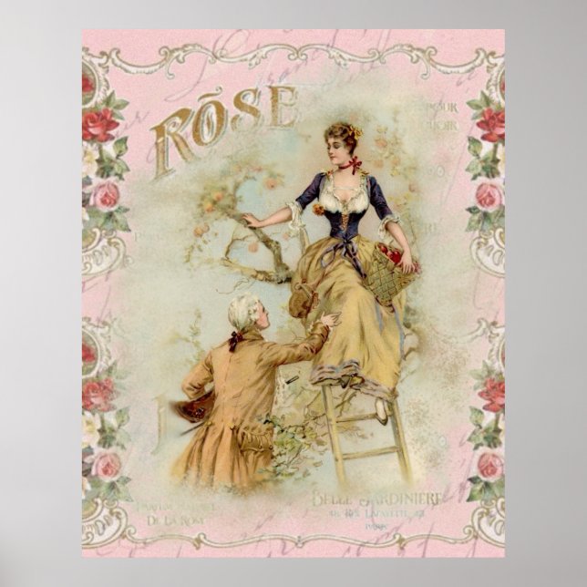 Shabbychic Paris collage rose Poster (Front)