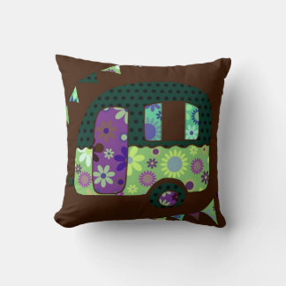 Shabbychic retro trailer, camper, caravan bunting cushion