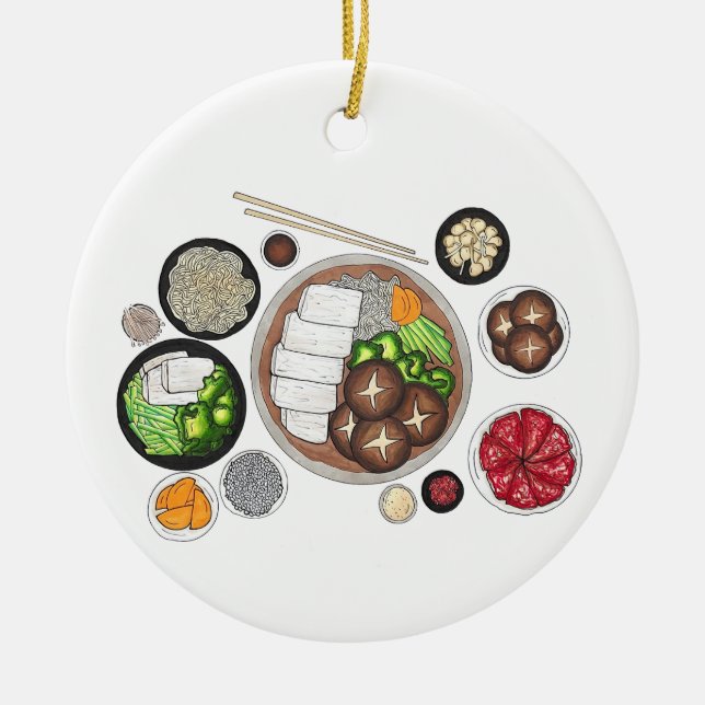 Shabu-Shabu Japan Japanese Food Cuisine Hotpot Ceramic Tree Decoration (Front)