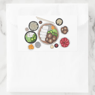Shabu-Shabu Japan Japanese Food Cuisine Hotpot Rectangular Sticker