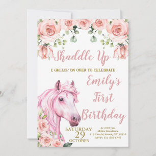 Shaddle Up Birthday, Horse First Birthday Party Invitation