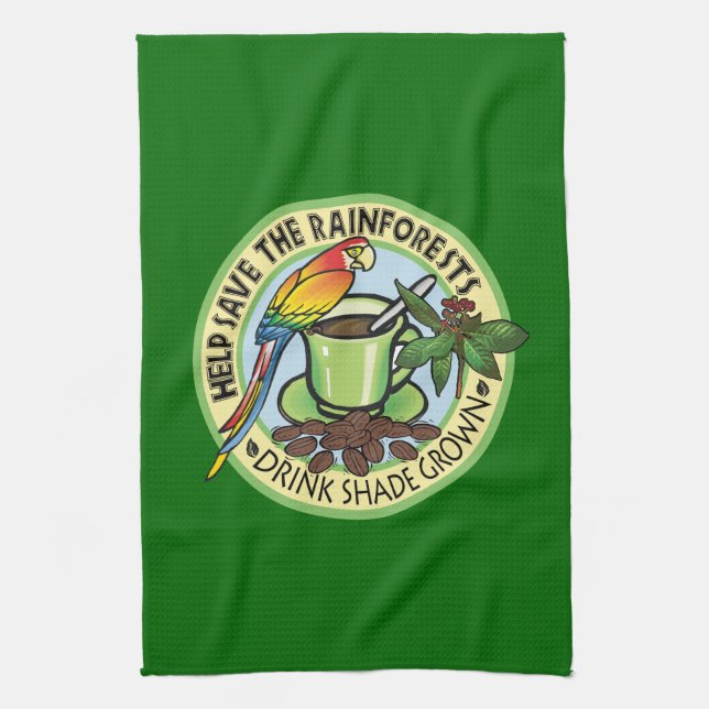 Shade Grown Coffee Tea Towel (Vertical)