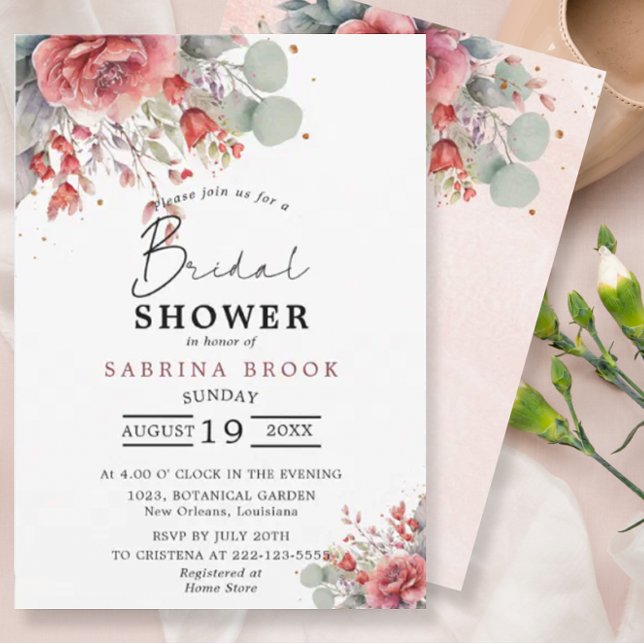 Shade Of Blush Pink Peach Dusty Blue Bridal Shower Invitation (Creator Uploaded)