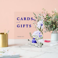 Shade Of Royal Blue Floral Wedding Cards And Gifts