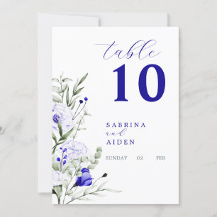 Shade Of Royal Blue Ivory Wedding Table Number