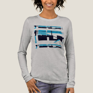 Shaded Bright Blue Black Horizontal Southwest Look Tri-Blend Shirt