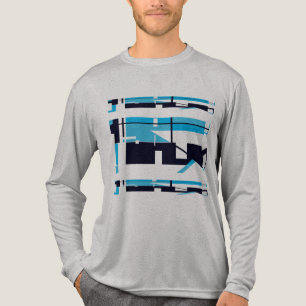 Shaded Bright Blue Black Horizontal Southwest Look Tri-Blend Shirt