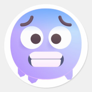 Shaded Cold Face Cute Adorable Emoji Purplish Blue Classic Round Sticker