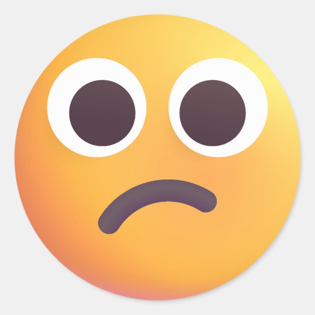 Shaded Confused Face Emoji Cute Adorable Yellow Classic Round Sticker (Front)
