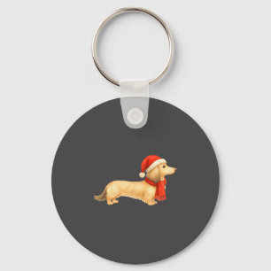 Shaded Cream Christmas Dachshund Dog Mom Funny Cut Key Ring