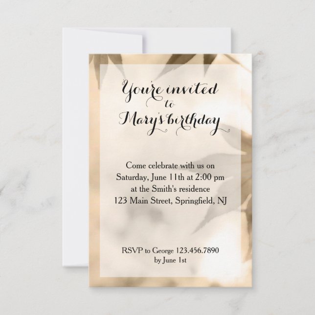 Shaded Foliage Birthday Invitation (Front)