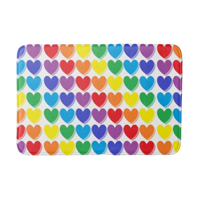 Shaded Rainbow Hearts Bath Mat (Front)