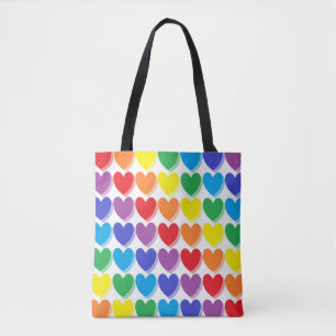 Shaded Rainbow Hearts Tote Bag
