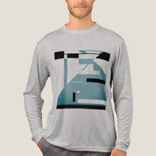 Shaded Teal Black Tribal Art Mosaic Abstract Motif Tri-Blend Shirt