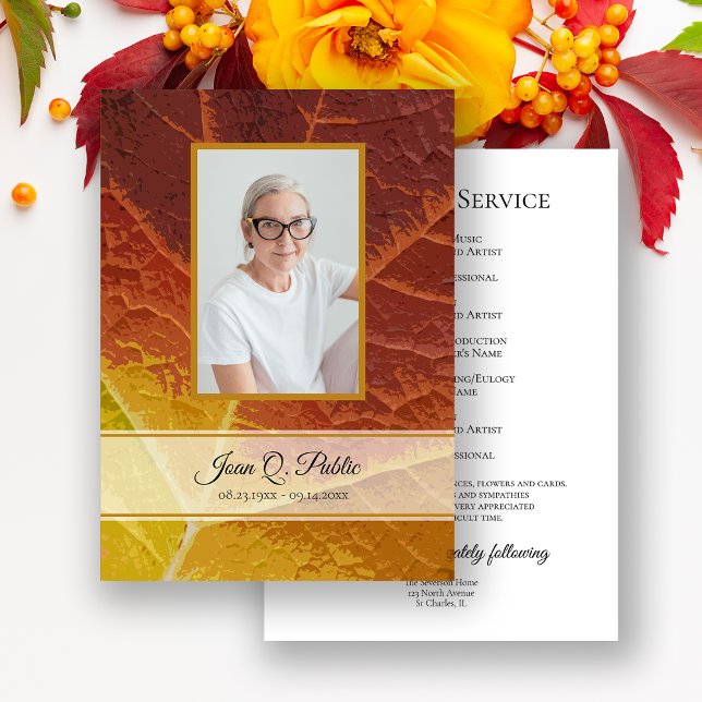 Shades of Autumn Funeral Service Memorial Programme (Creator Uploaded)