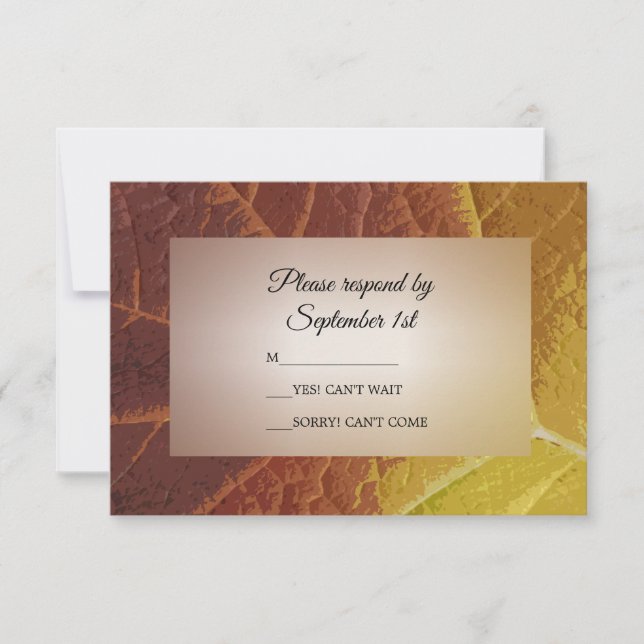Shades of Autumn Leaf Wedding RSVP Response Card (Front)