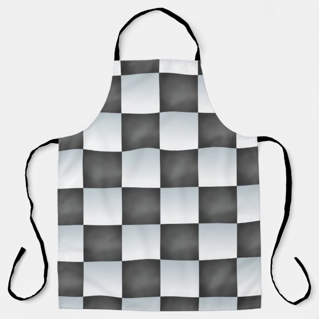 Shades of Black and White Chessboard Apron (Front)