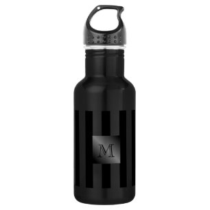Shades of Black Stripes Manly Monogram 532 Ml Water Bottle