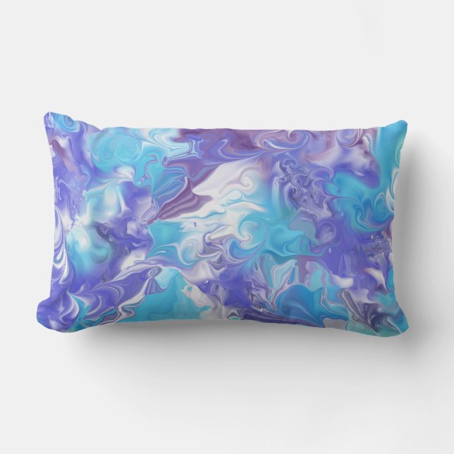 Shades of Blue Abstract Lumbar Pillow (Front)