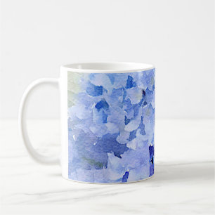 Shades of blue and periwinkle hydrangea coffee mug