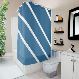 Shades of blue: Angled Stripes Shower Curtain