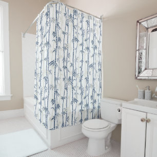 Shades of Blue Bamboo Pattern Shower Curtain