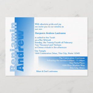 Shades of Blue Bar Mitzvah Invitation