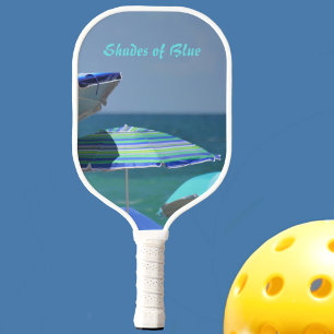 Shades of Blue Beach Umbrellas Customisable Pickleball Paddle