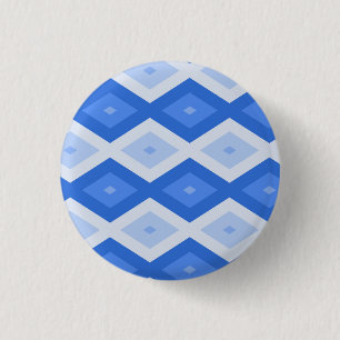 Shades of blue diamond pattern 3 cm round badge