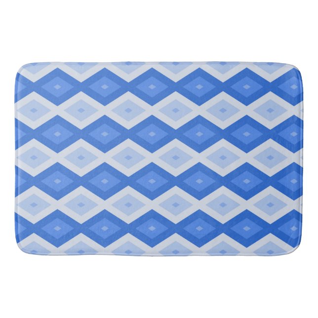 Shades of blue diamond pattern bath mat (Front)