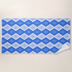 Shades of blue diamond pattern beach towel